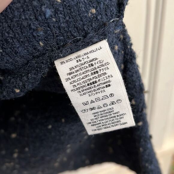 Free People size XS oversized sweater navy blue tan - Picture 5 of 5